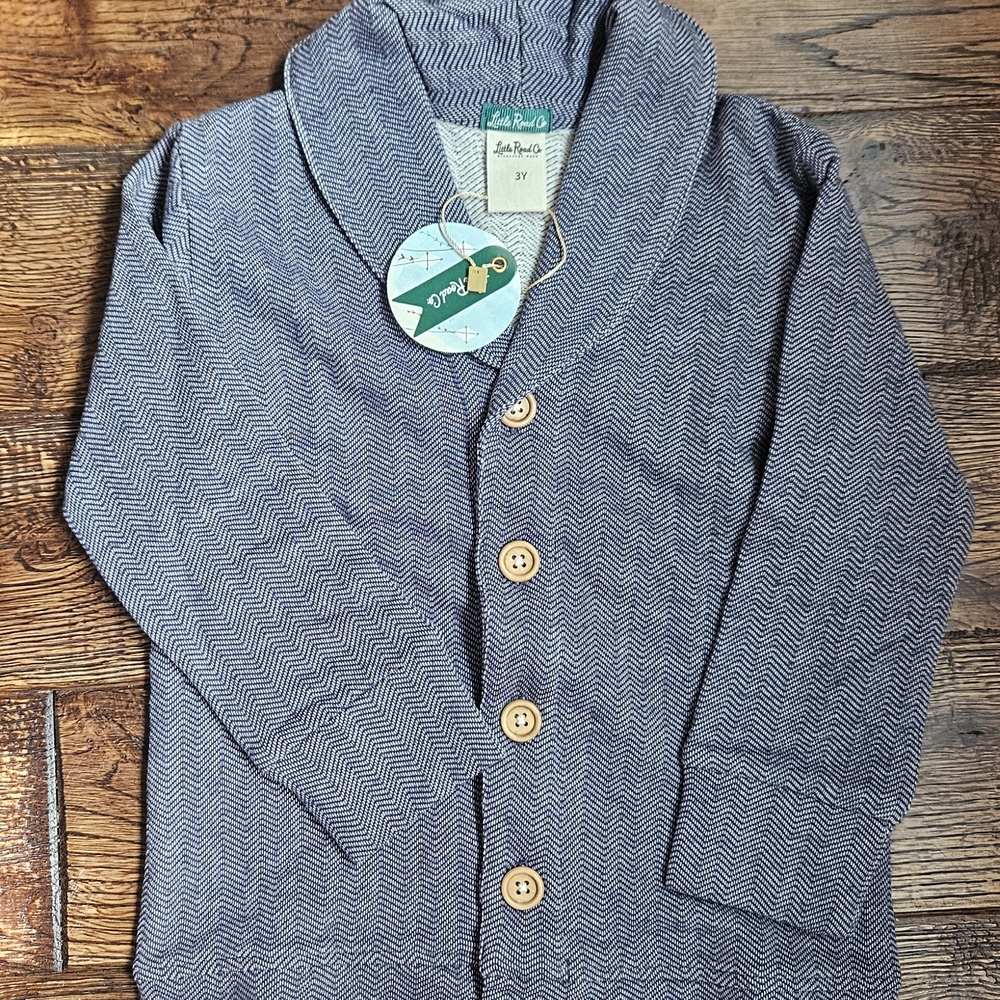 Gray Shawl Collar Cardigan with Wooden Buttons